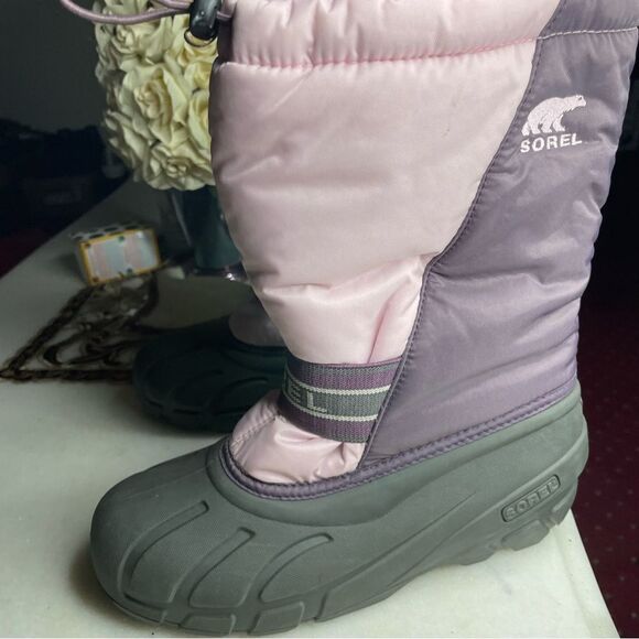 Sorel Kids Youth Cub Winter Snow Boots Light Pink and Plum Size 6 - Picture 3 of 6